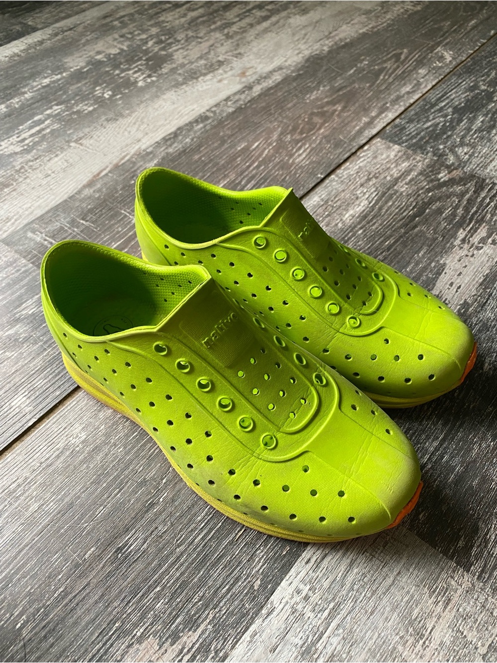 Neon Lime Slip-On Native Robbie Shoes